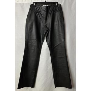 Sutton Studio Womens Black Genuine Leather Designer Pants Slacks Trousers Size 8